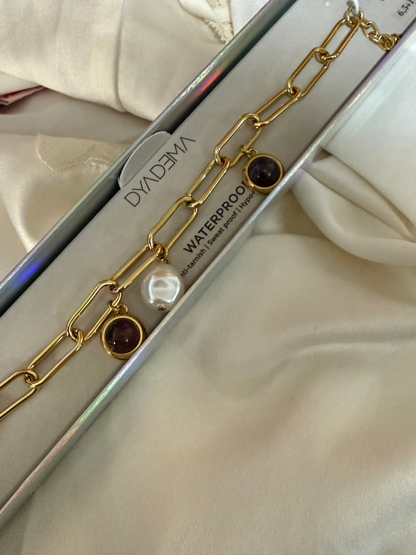 Pearl & Tiger’s Eye Paper Link Bracelet - RSVP Uganda