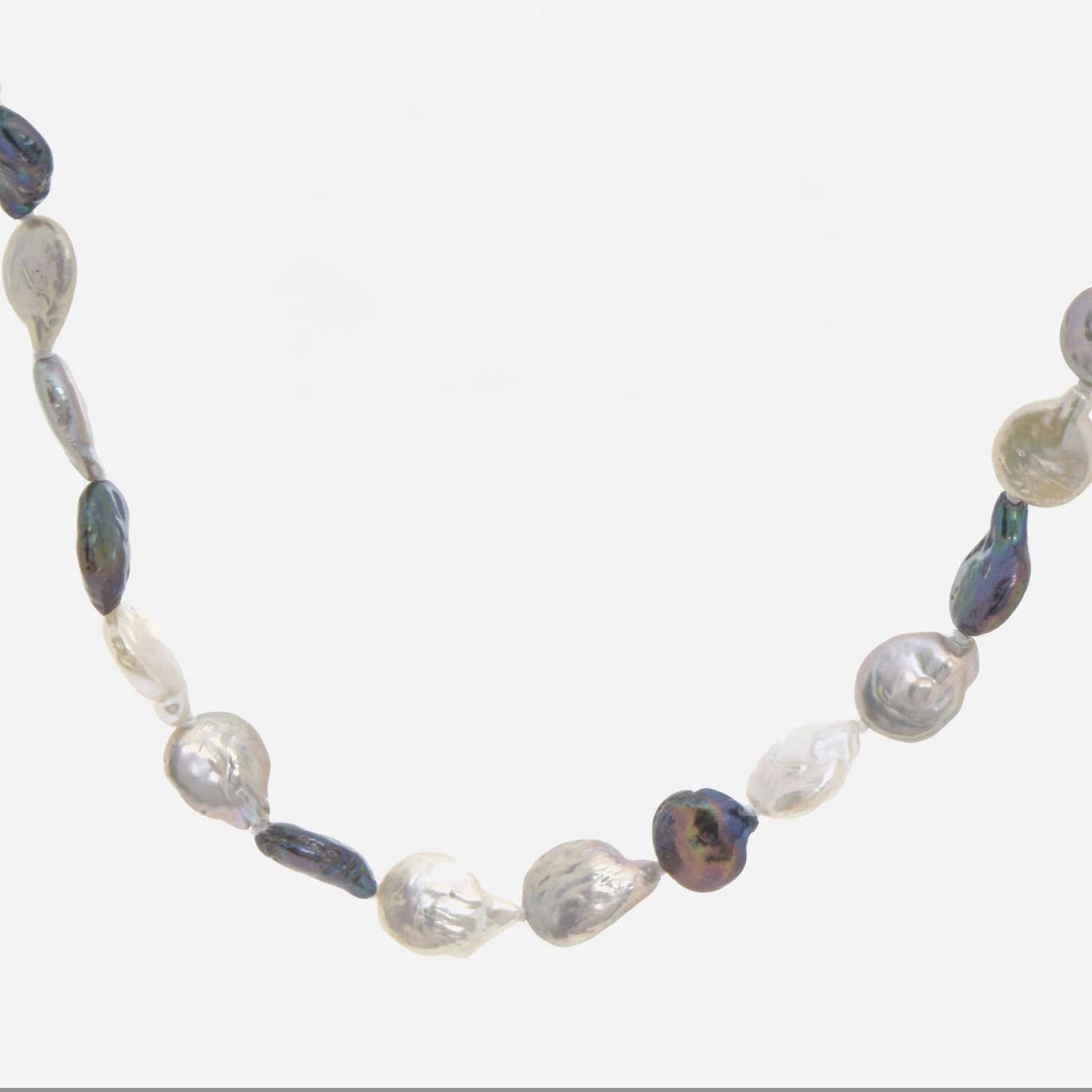 Sterling Silver Tricolour Coin Pearl Necklace