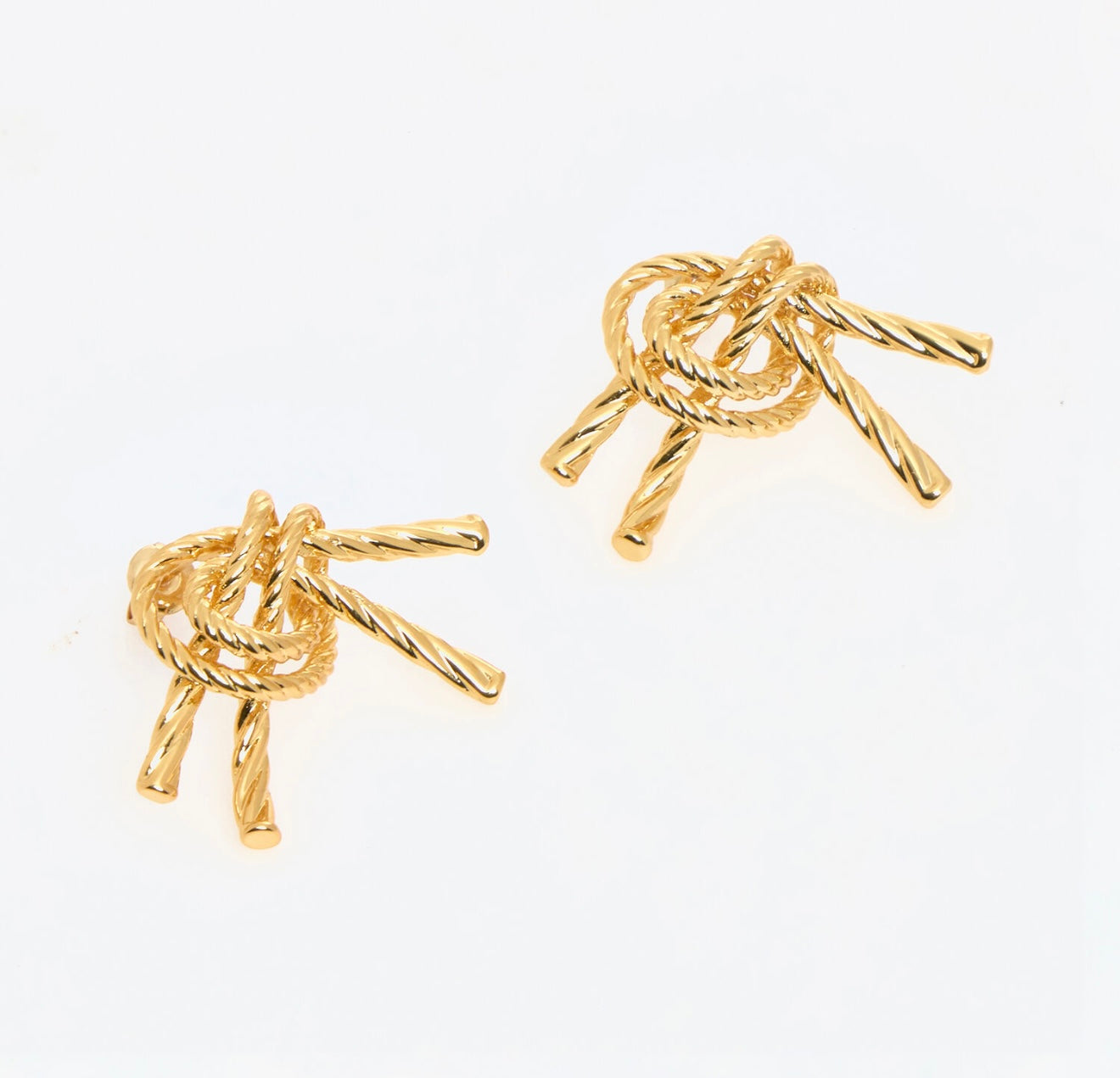 Gold Tone Rope Twist Knot Stud Earrings