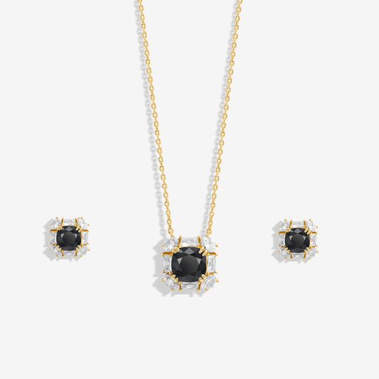 Jet & Zircon Necklace & Earring Set