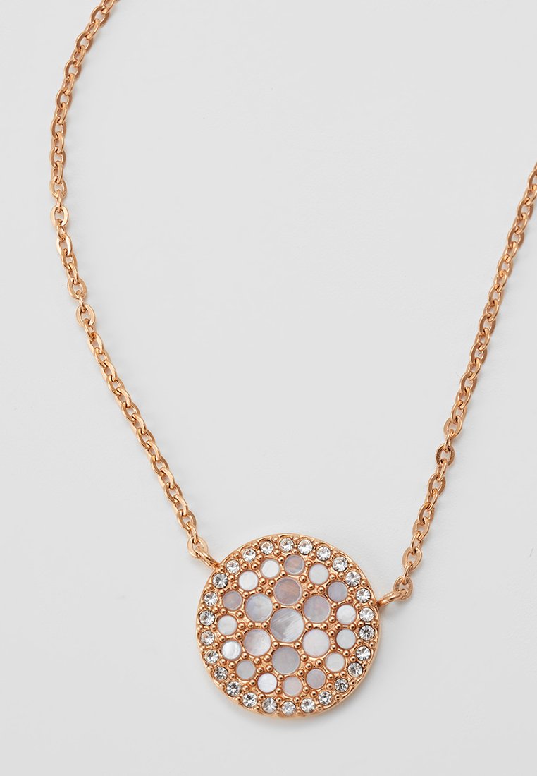 Fossil Mother Of Pearl Disc Rose Gold Necklace