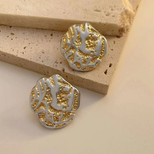 Mixed Metal Hammered Stud Earrings