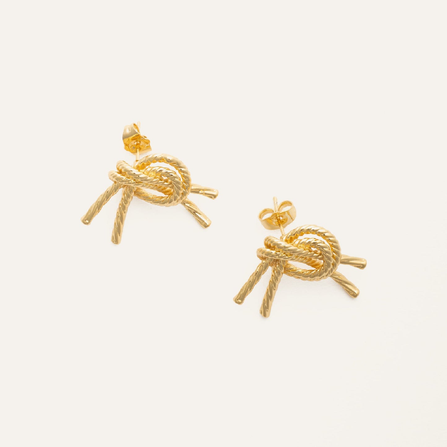 Gold Tone Rope Twist Knot Stud Earrings