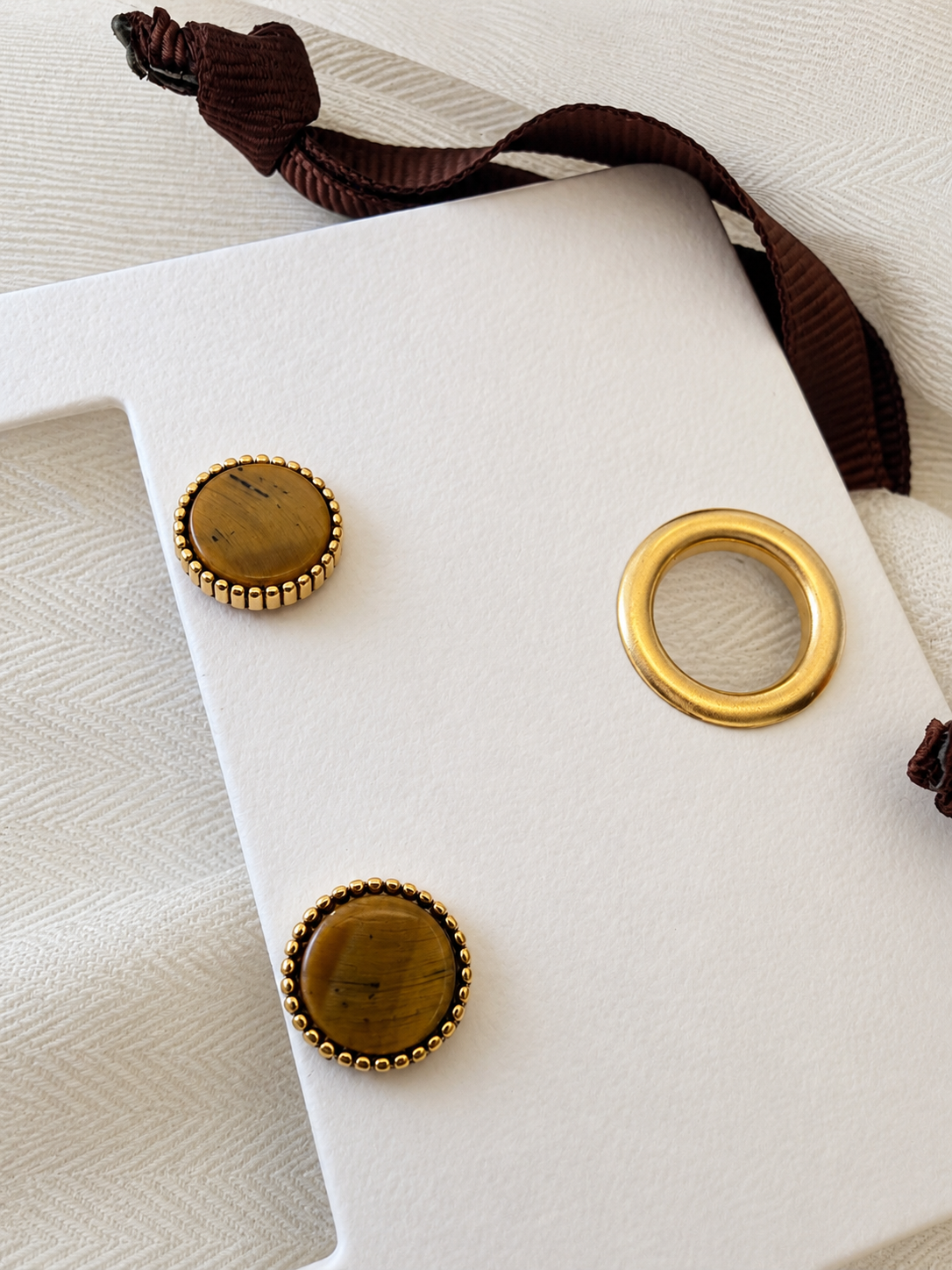 Tigers Eye Stud Earrings - RSVP Uganda