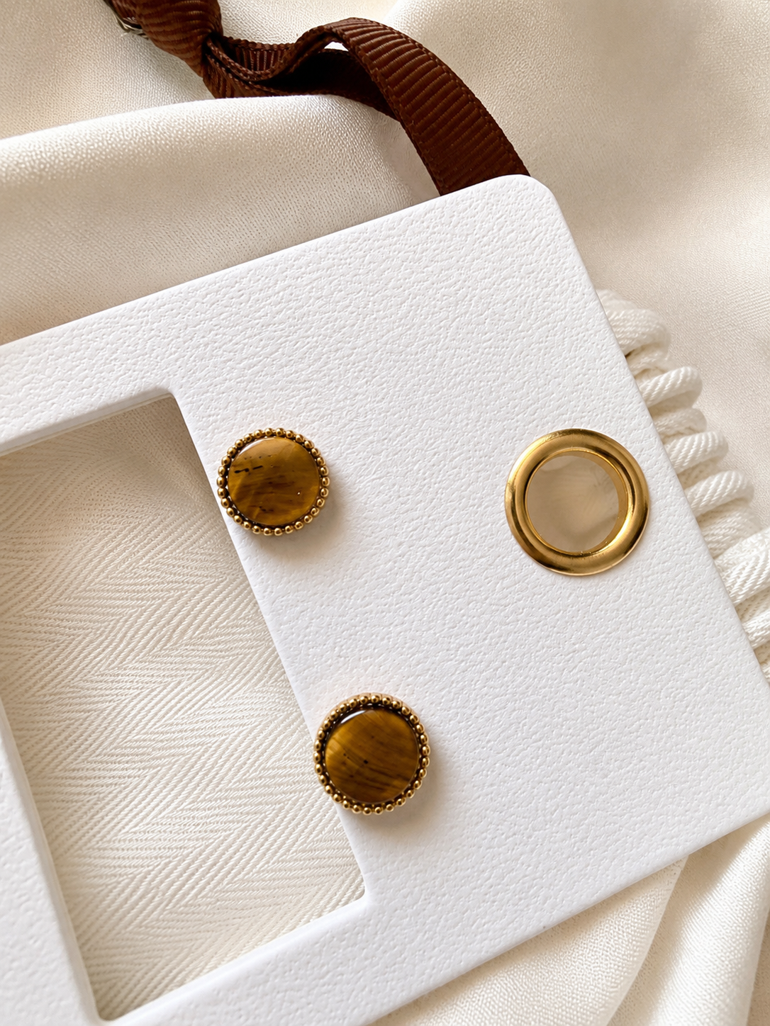 Tigers Eye Stud Earrings - RSVP Uganda