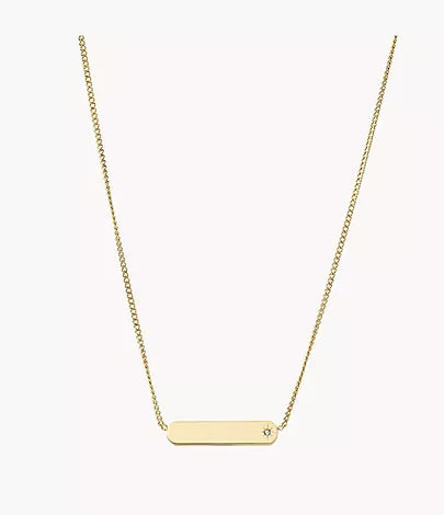 Fossil Drew Gold-Tone Stainless Steel Bar Chain Necklace