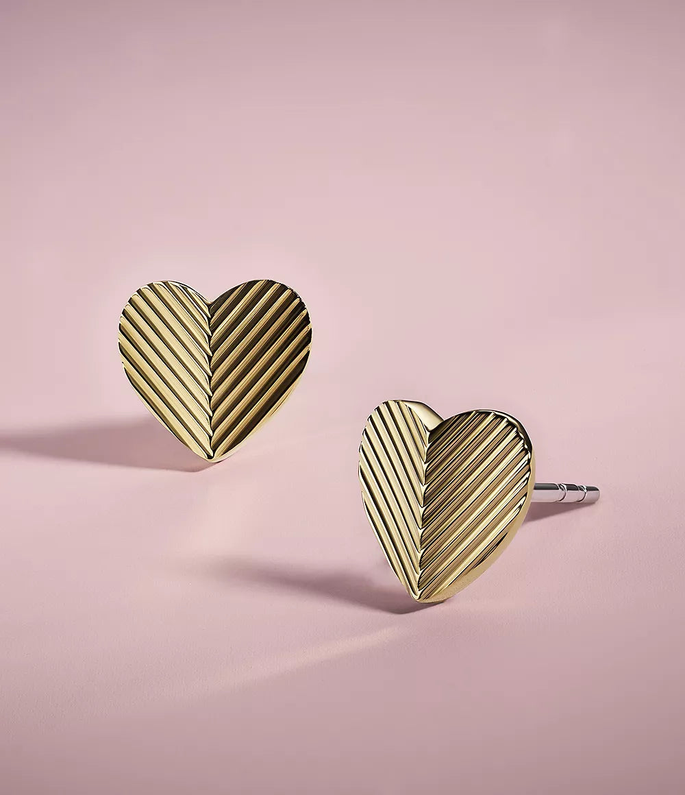 Fossil Linear Harlow Heart Studs Earrings - RSVP Uganda