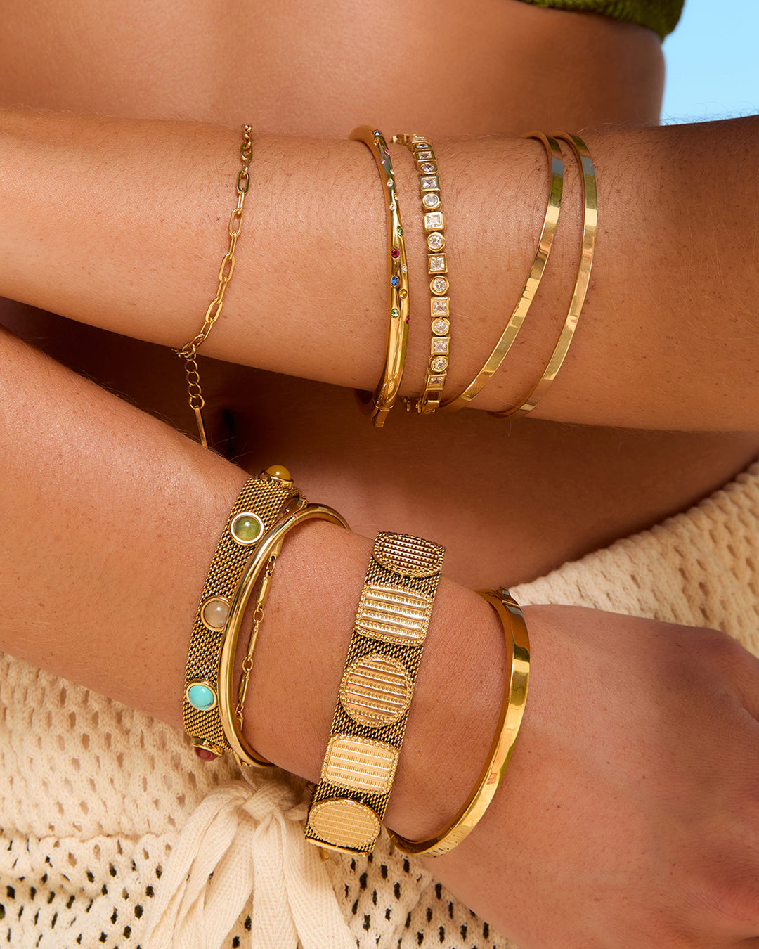 Gold Tone Decorated Mesh Bracelet - RSVP Uganda