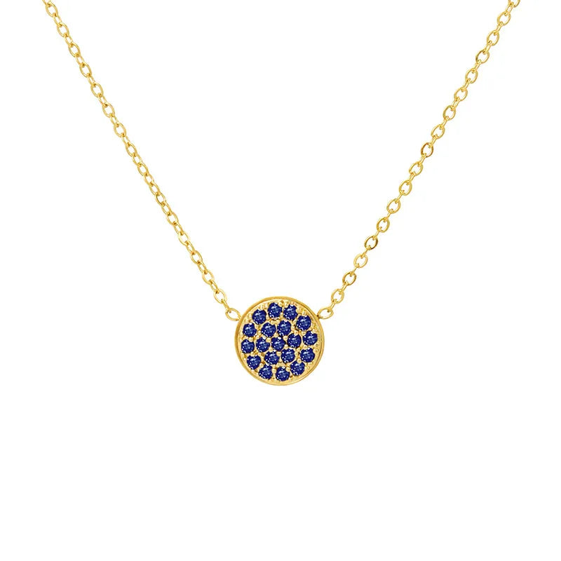 Gold Station Blue Zircon Pendant Necklace