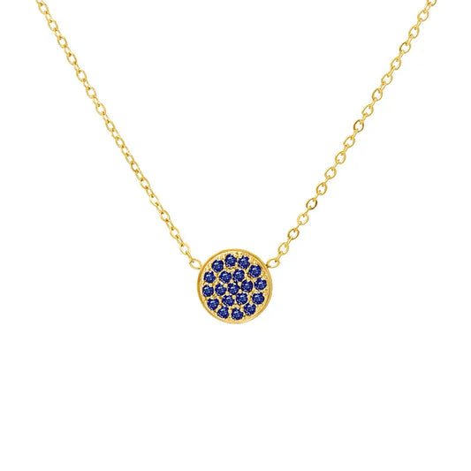 Gold Station Blue Zircon Pendant Necklace