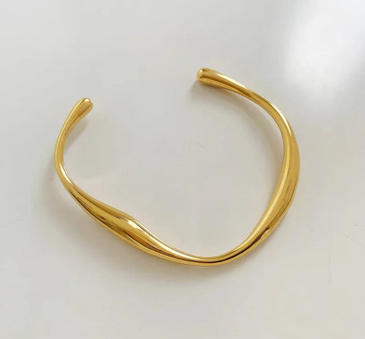 Gold Wave Cuff Bangle