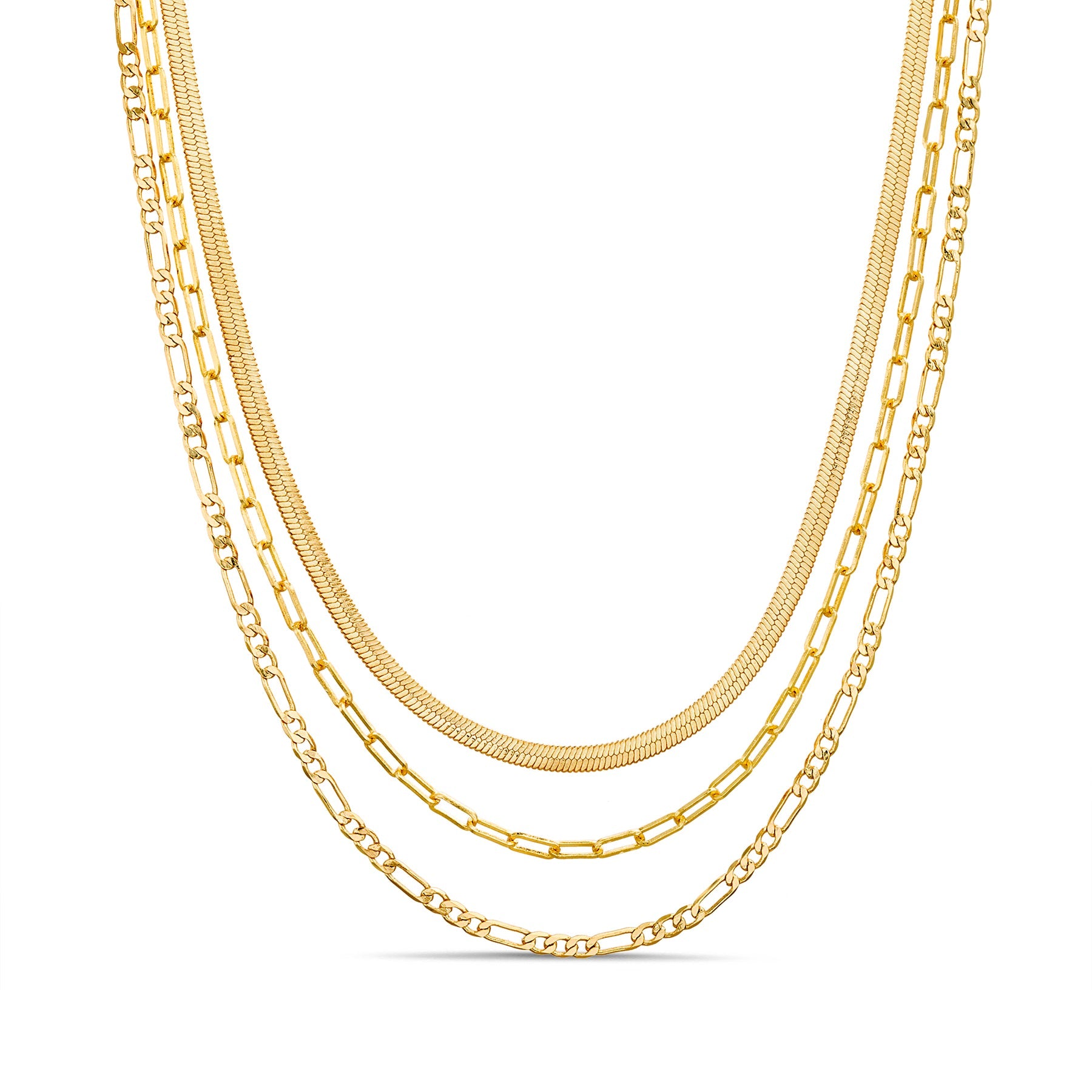 Gold Tone Trio Layered Necklace Set - RSVP Uganda