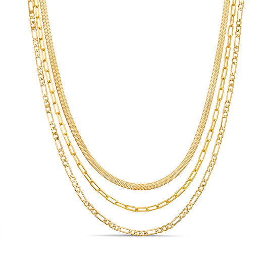 Gold Tone Trio Layered Necklace Set - RSVP Uganda