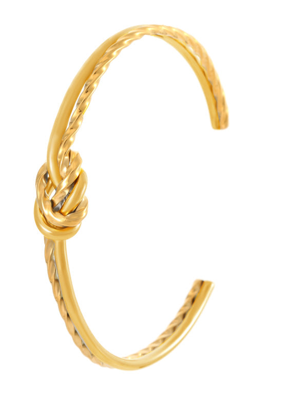 Gold Textured Knot Cuff