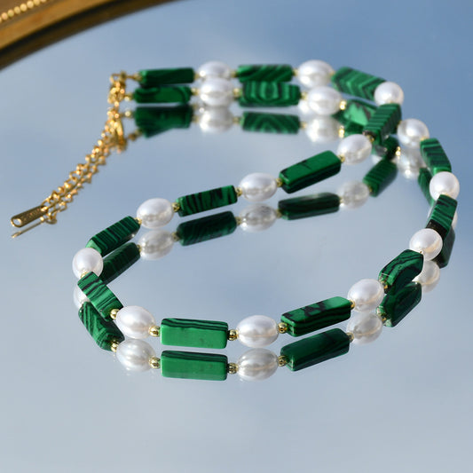 Malachite & Pearl Bead Necklace