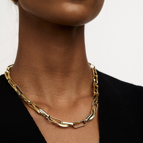 Link & Flat Entwined Chain Necklace