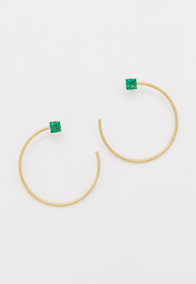 Guess  Gold Tone Green Crystal Hoop Earrings - RSVP Uganda