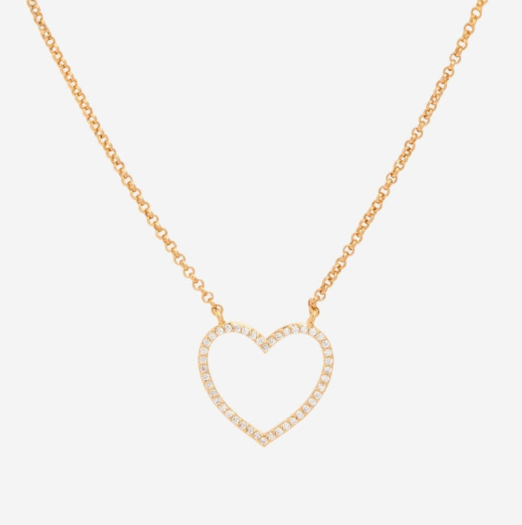 US Polo Assn Gold Tone Crystal Heart Necklace