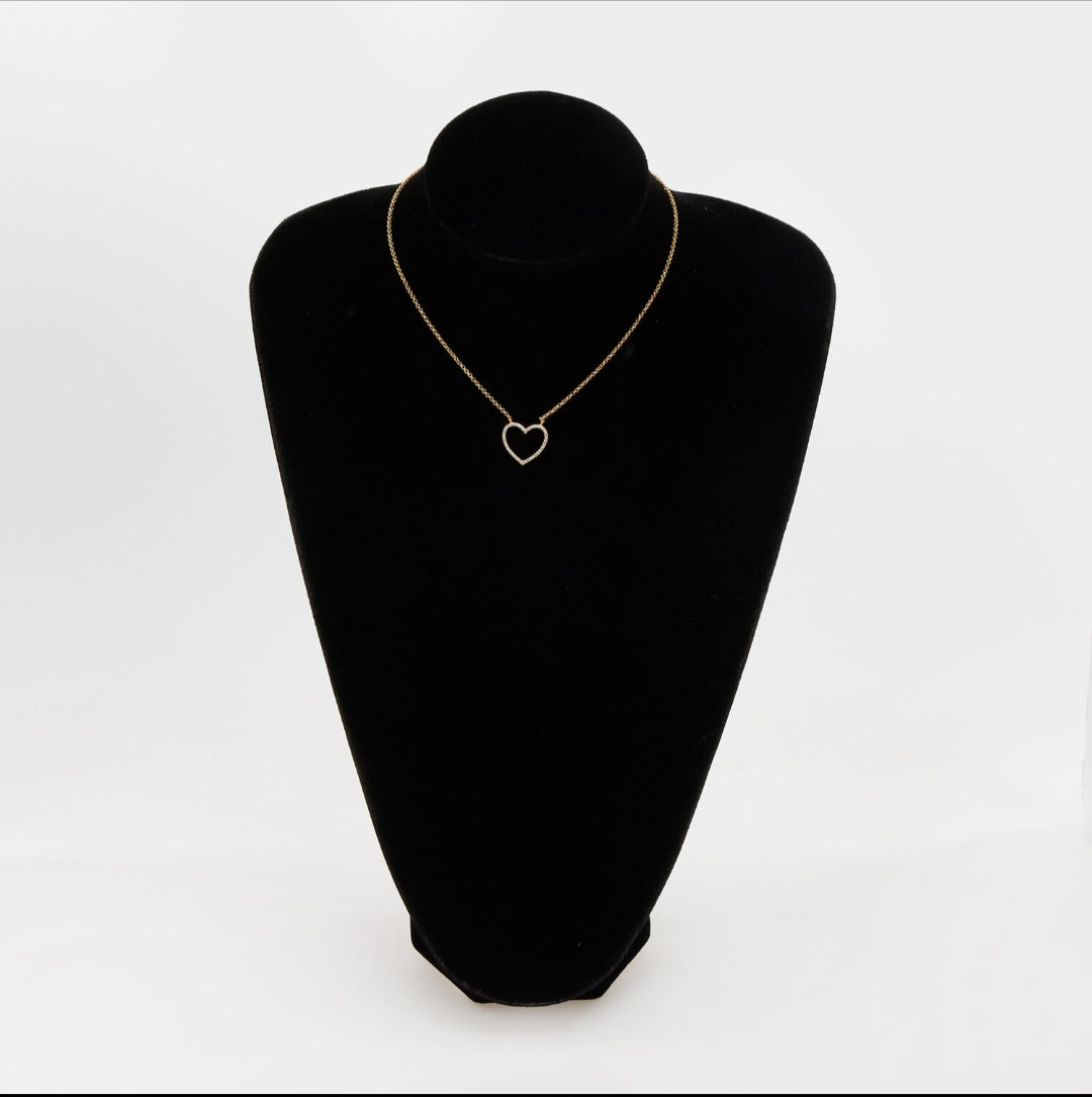 US Polo Assn Gold Tone Crystal Heart Necklace