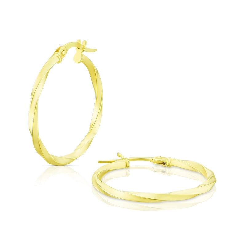 9ct Yellow Gold Twist Hoop Earrings