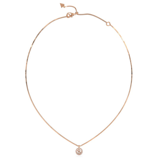 Guess Rose Gold 4G Crystal Logo Pendant Necklace
