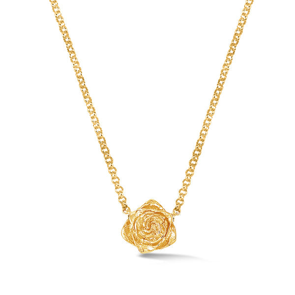 Dower & Hall Gold Vermeil Wild Rose Single Bloom Pendant