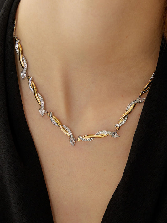 Gold Tone Stainless Steel Embellished Twist Detail Necklace - RSVP Uganda