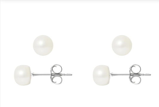 9ct White Gold Natural White Freshwater Pearl Earrings