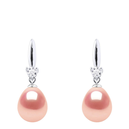 Sterling Silver Natural Pink Real Cultured Freshwater Pearl Earrings