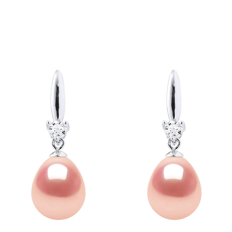 Sterling Silver Natural Pink Real Cultured Freshwater Pearl Earrings