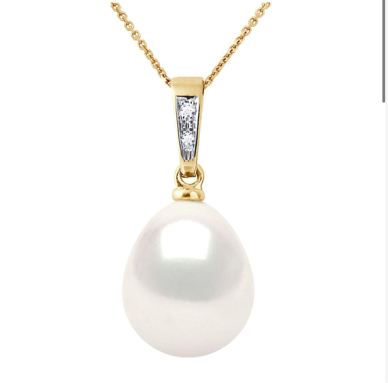 9ct Yellow Gold Cultured Pearl Diamond Pendant