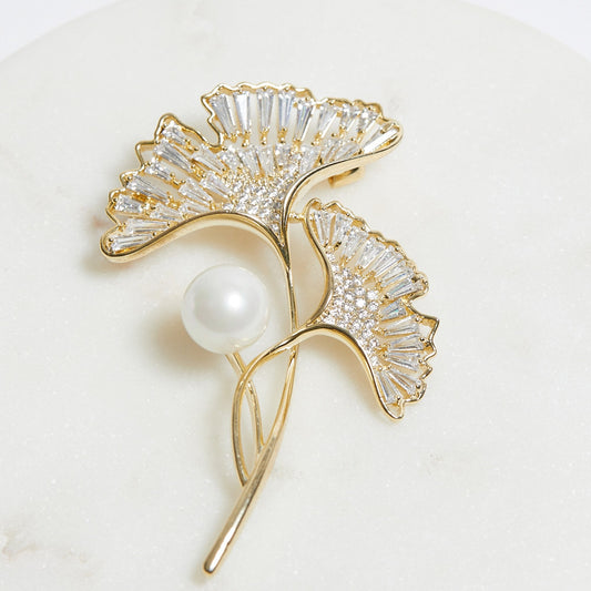 Gold  Lotus Leaf Brooch