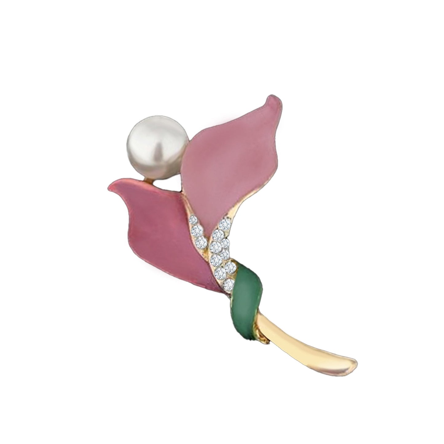 Pink Enamel Floral Brooch