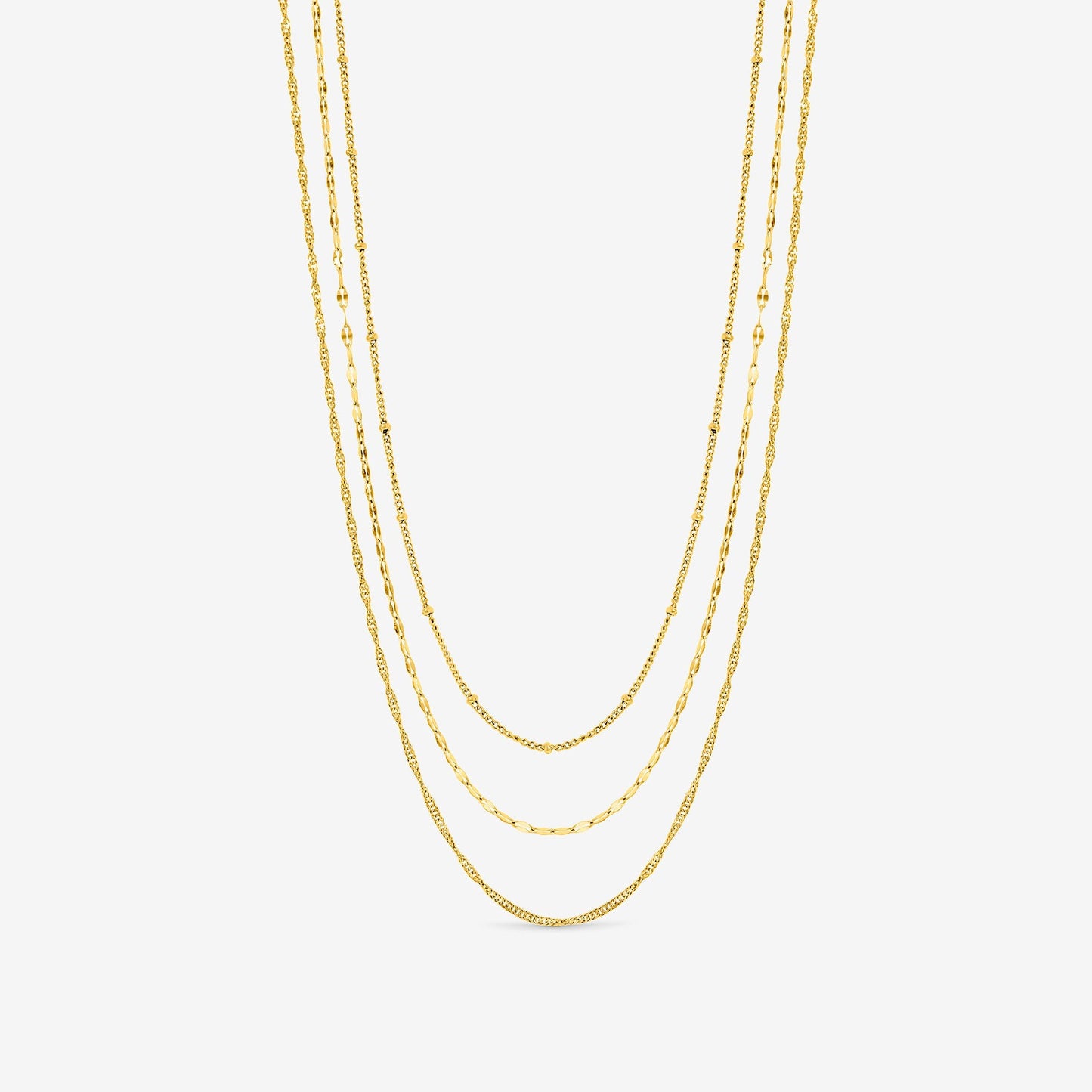 Gold Multirow Necklaces - Set of 3