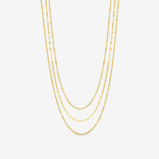 Gold Multirow Necklaces - Set of 3
