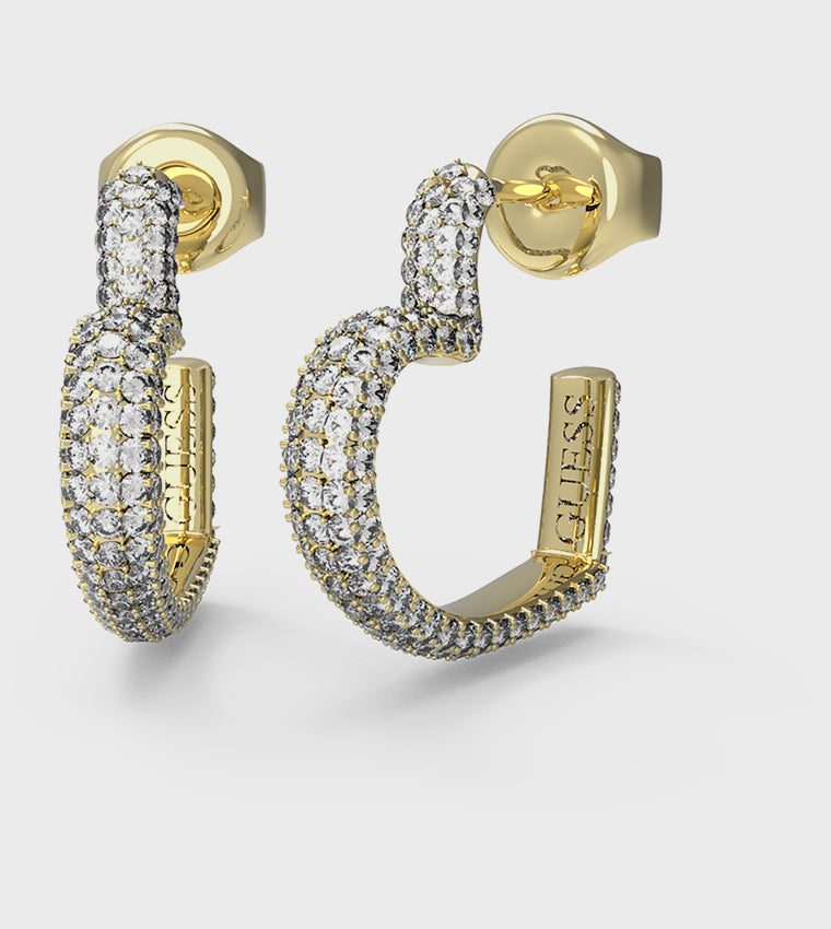Guess Pave Heart Huggie Earrings - RSVP Uganda