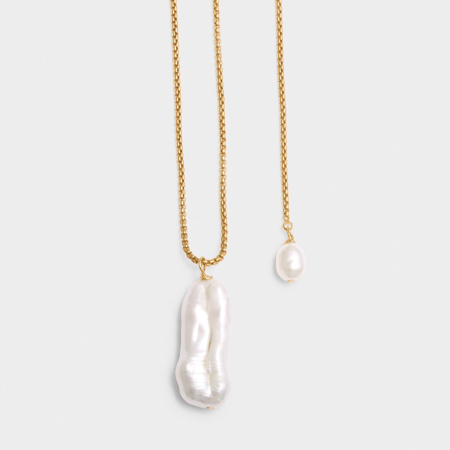 Pearl Lustre Waterproof Gold Ajustable Lariat Necklace