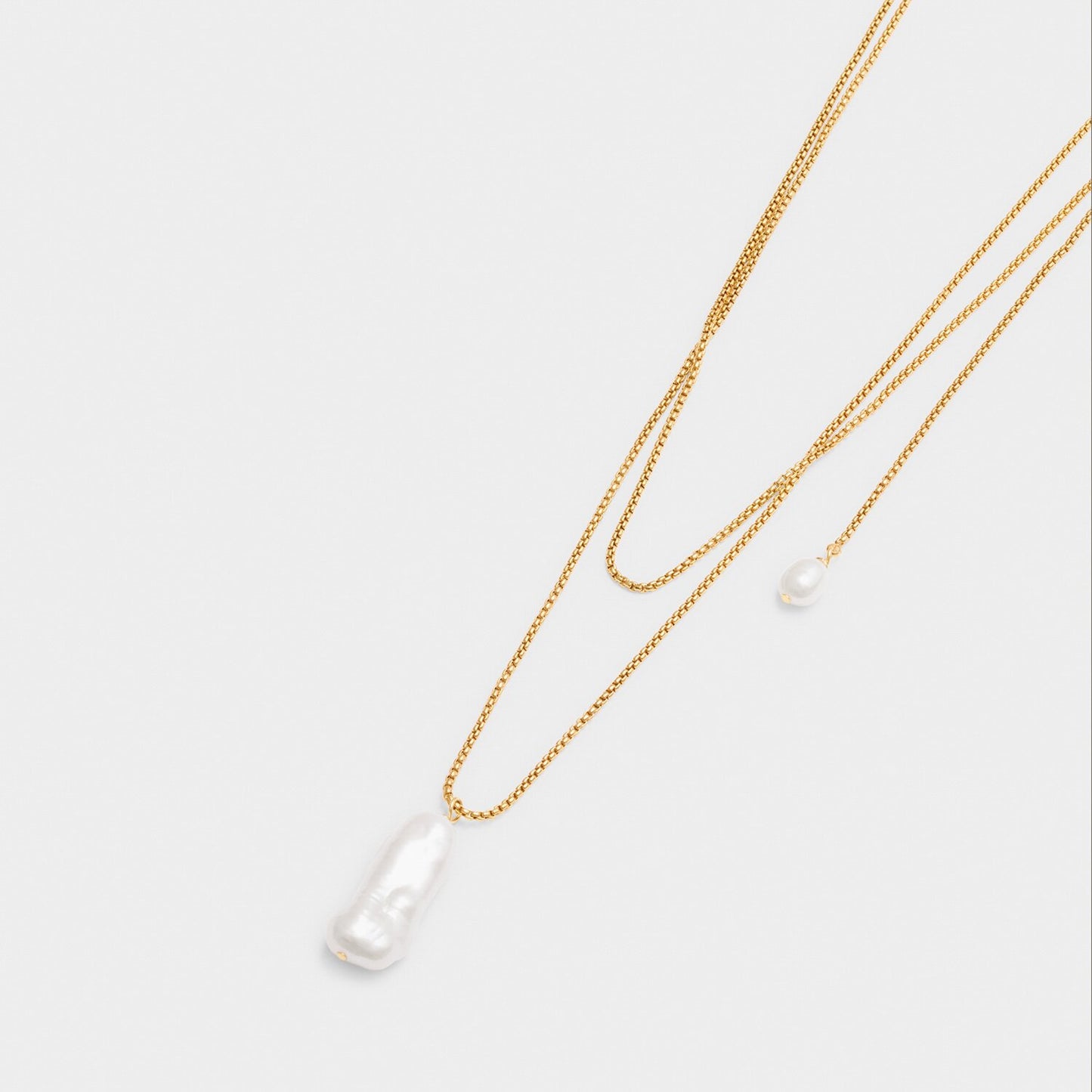 Pearl Lustre Waterproof Gold Ajustable Lariat Necklace