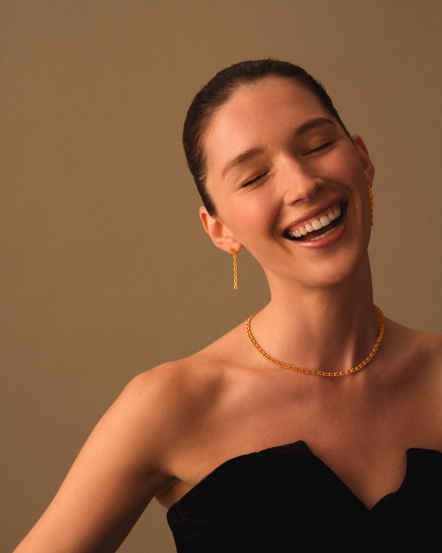 KL London Grecian Gold Box Link Necklace