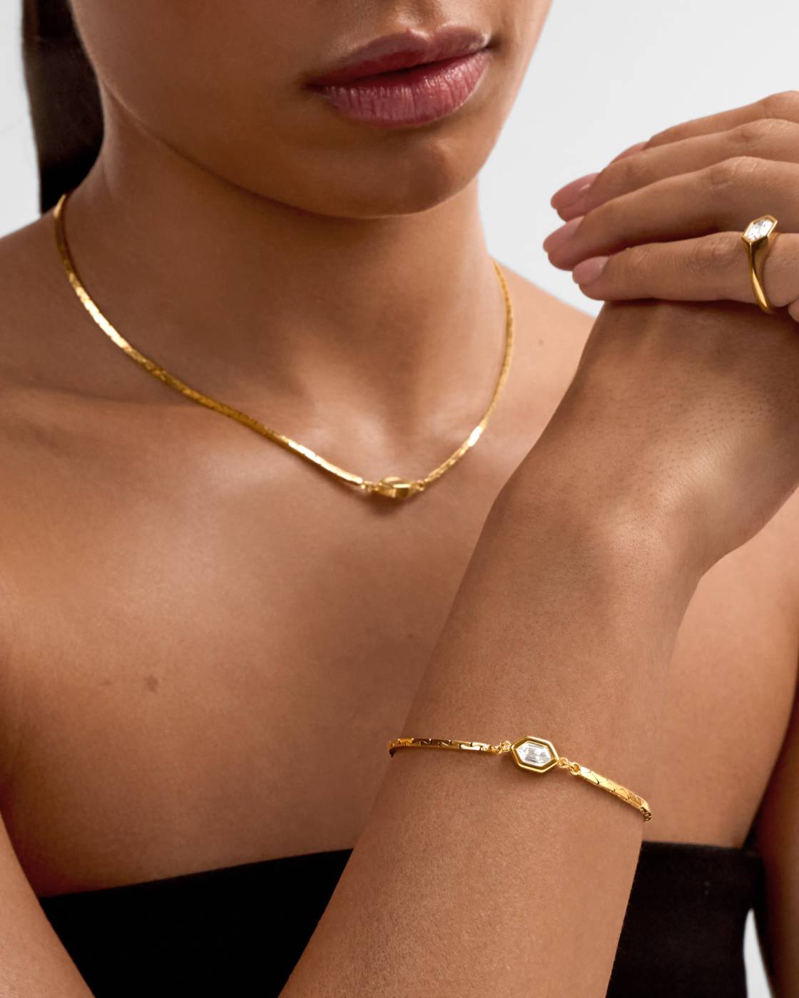 KL Fluid Herringbone Necklace & Bracelet Set