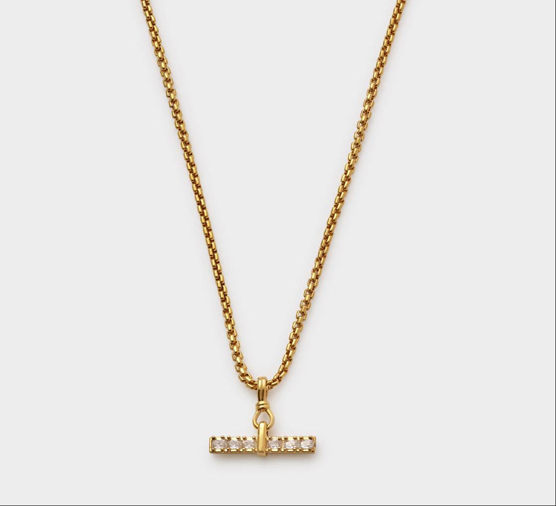 Gold T-Bar Embellished Necklace
