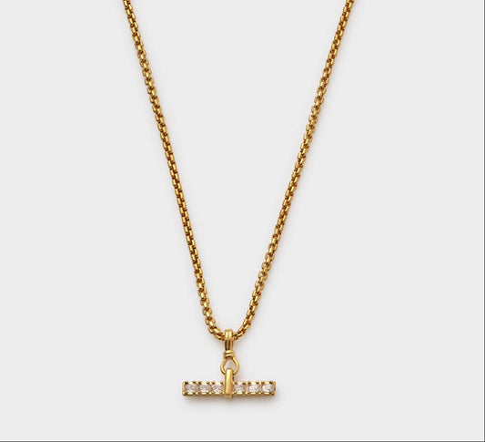 Gold T-Bar Embellished Necklace