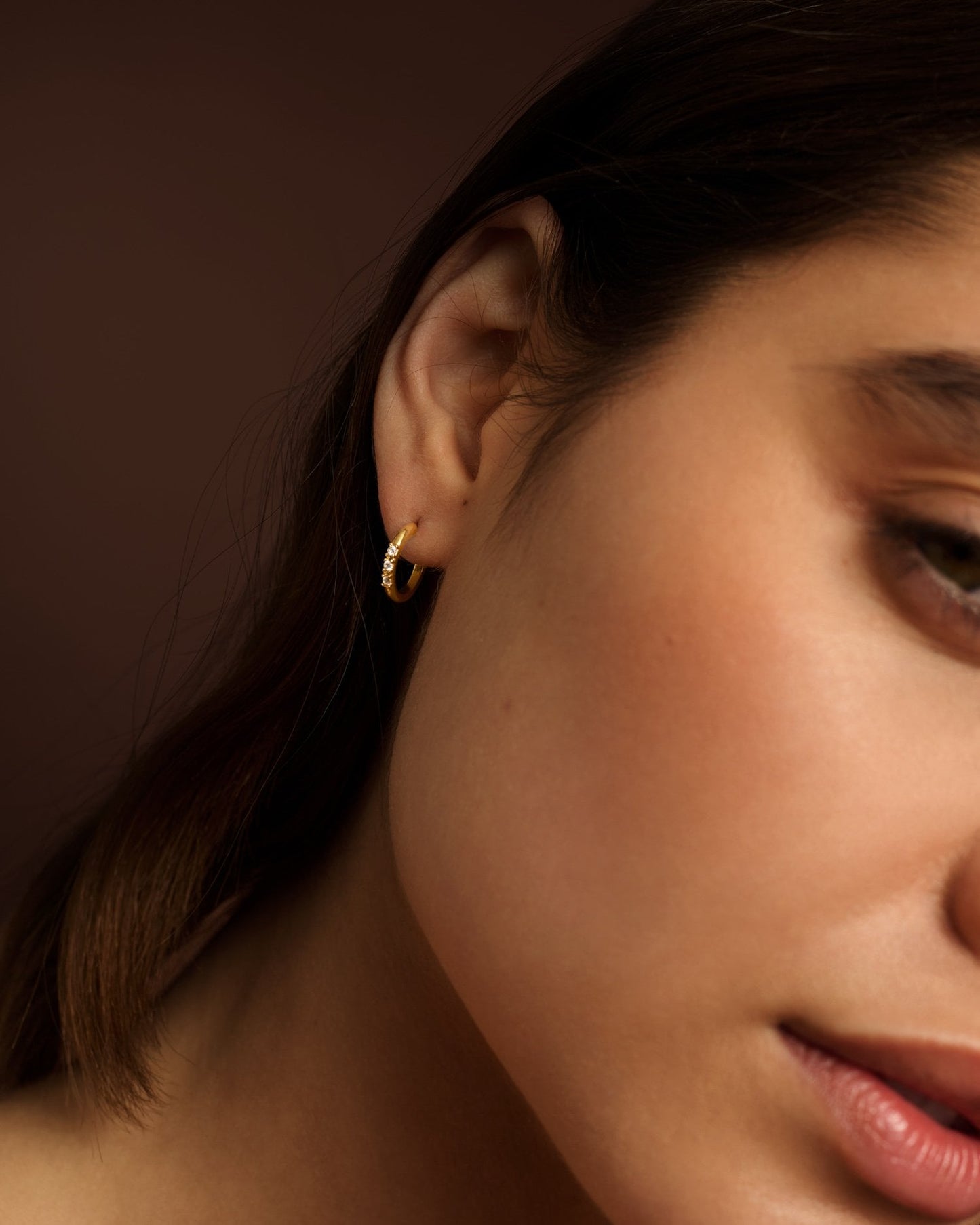 Gold Lucent Embellised Hoop Earrings
