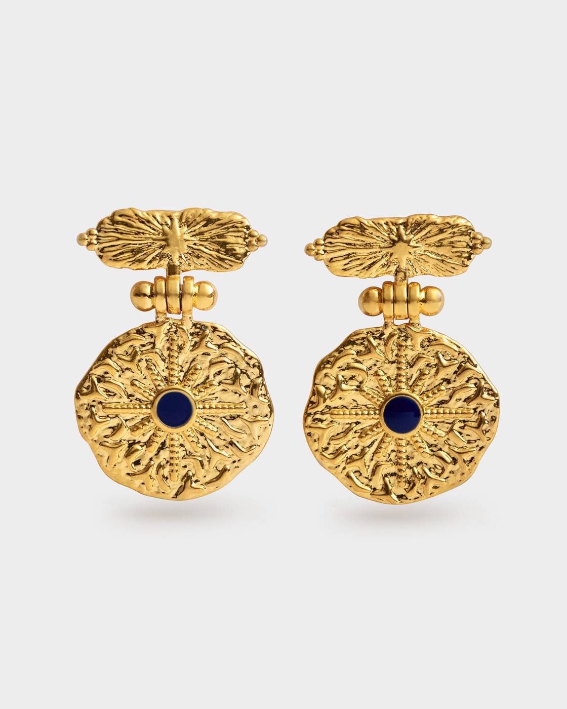 KL Lapis Lazuli Gold Texture Drop Earrings