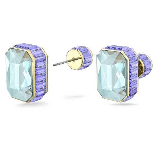 Swarovski Orbita Stud Octagon Cut Multicolored Gold-tone Plated Earrings