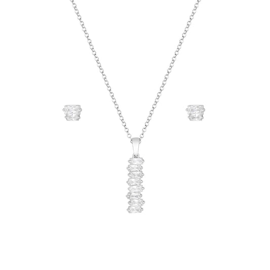 Sterling Silver 925 Cubic Zirconia Baguette Icicle Stick Set