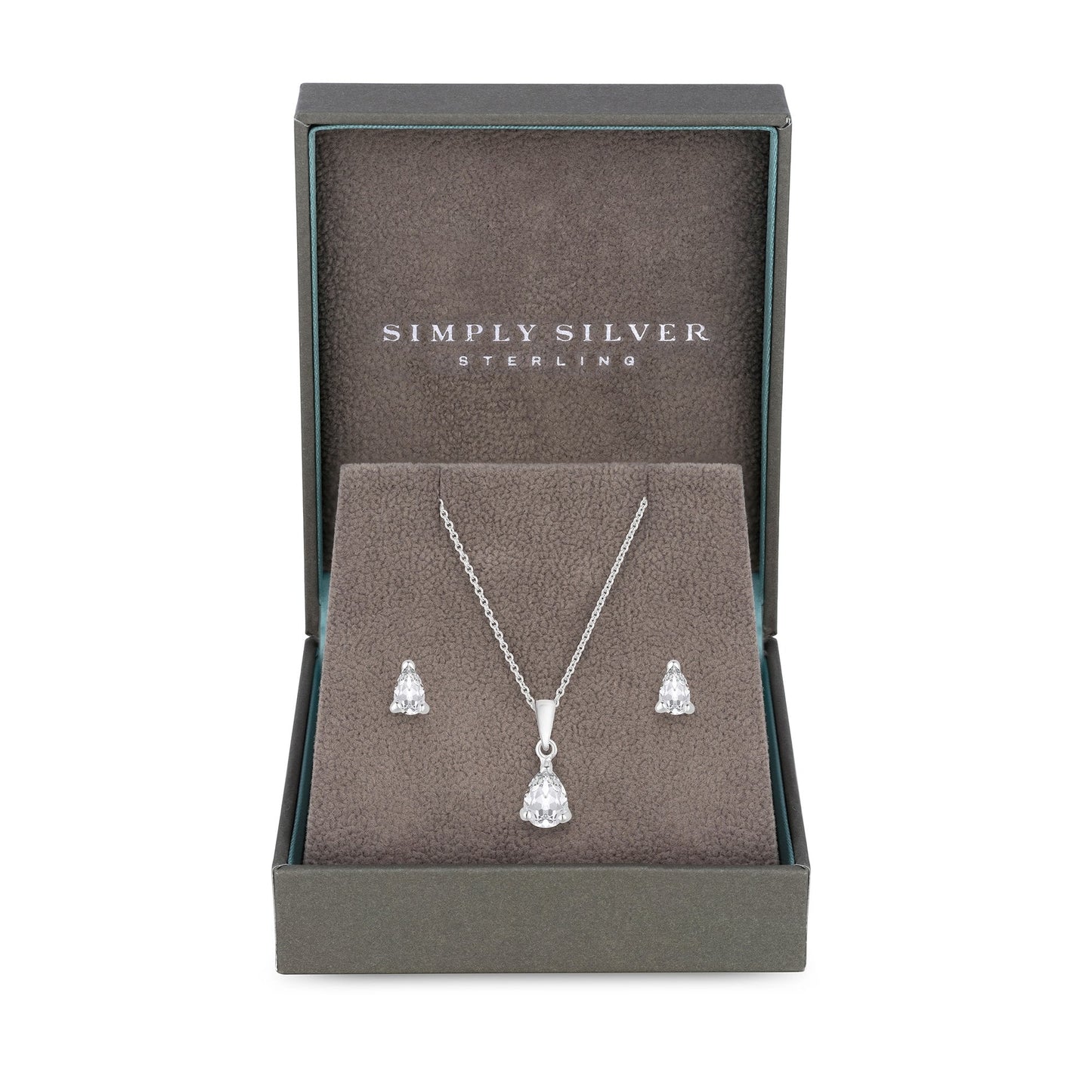 Sterling Silver 925 Cubic Zirconia Pear Stone Set