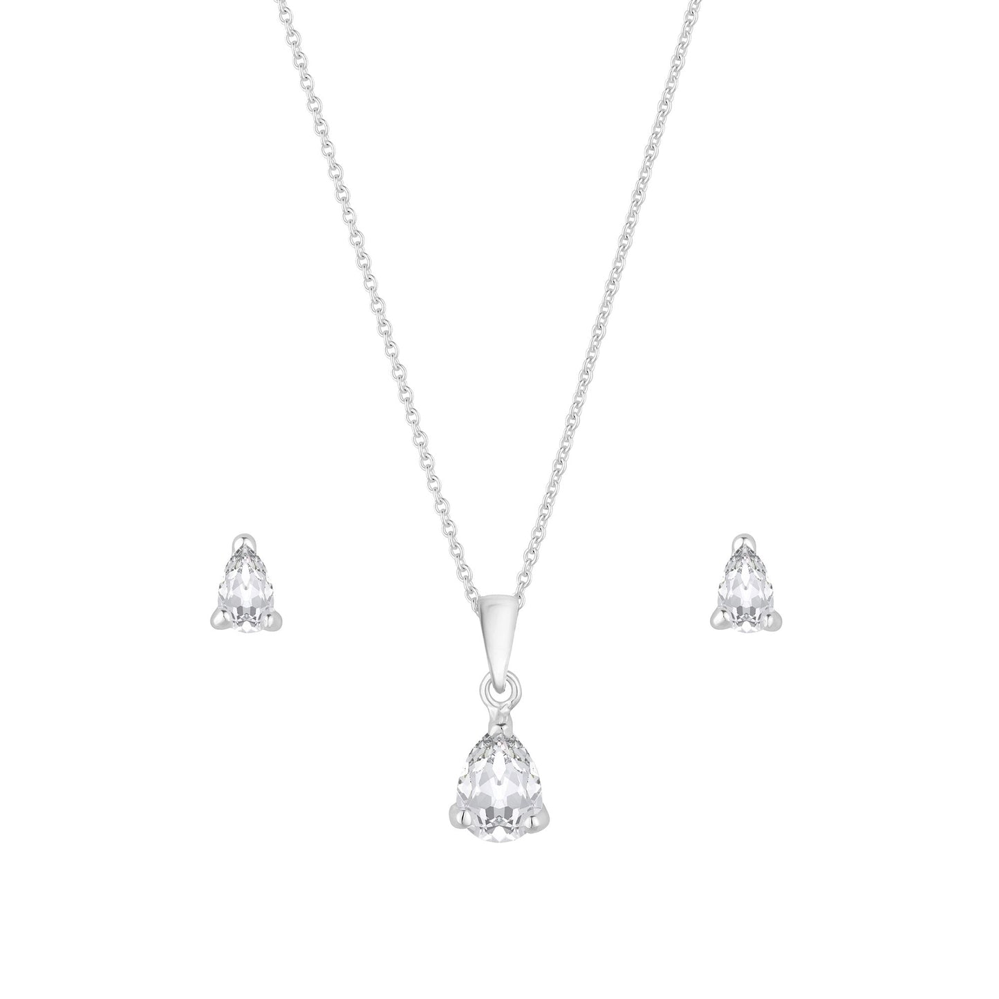 Sterling Silver 925 Cubic Zirconia Pear Stone Set