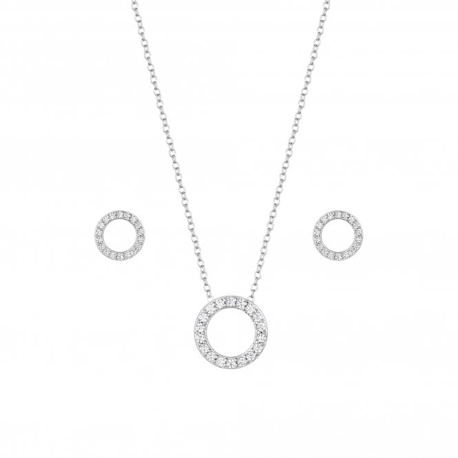 Sterling Silver 925 Cubic Zirconia Round Open Set