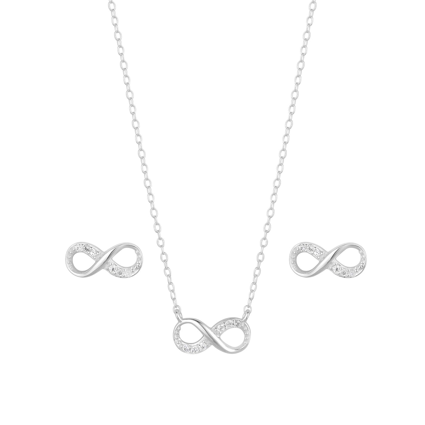 Sterling Silver Infinity Necklace & Earring Set